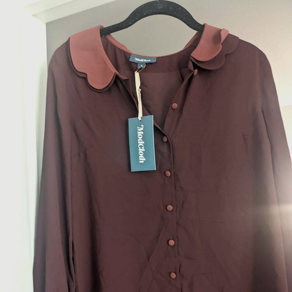 *NWT* Modcloth Peter Pan Collar Vintage-Style Blouse
